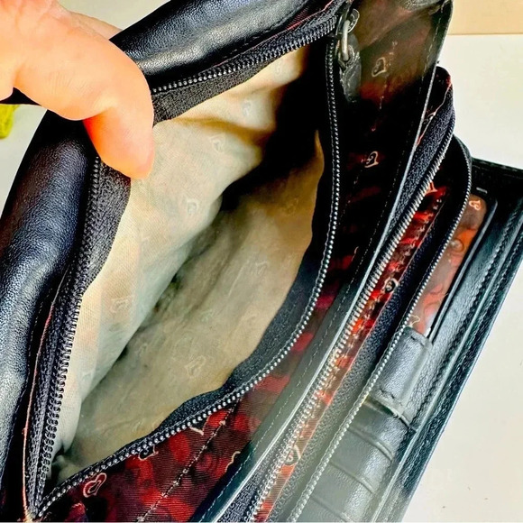 Vintage Brighton Croc Embossed Tri-Fold Leather Organizer/Wallet - Picture 11 of 14